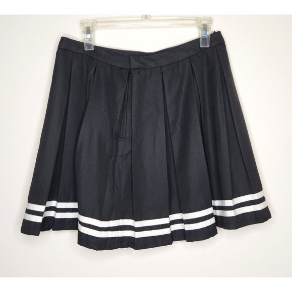 Pleated Mini Skirt Nautical Black White Hot Topic Size L Coastal Cute Goth - Picture 2 of 6